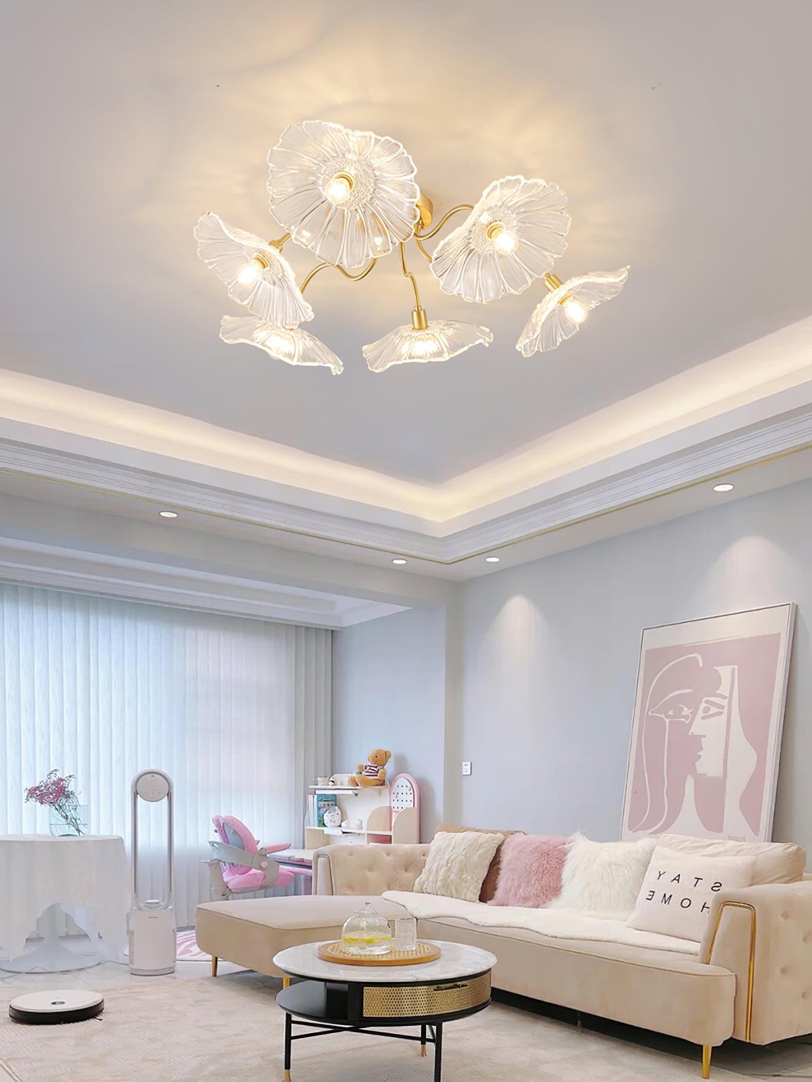 Lioruina Ceiling Lamp Leaf Glass with Brass Elegant