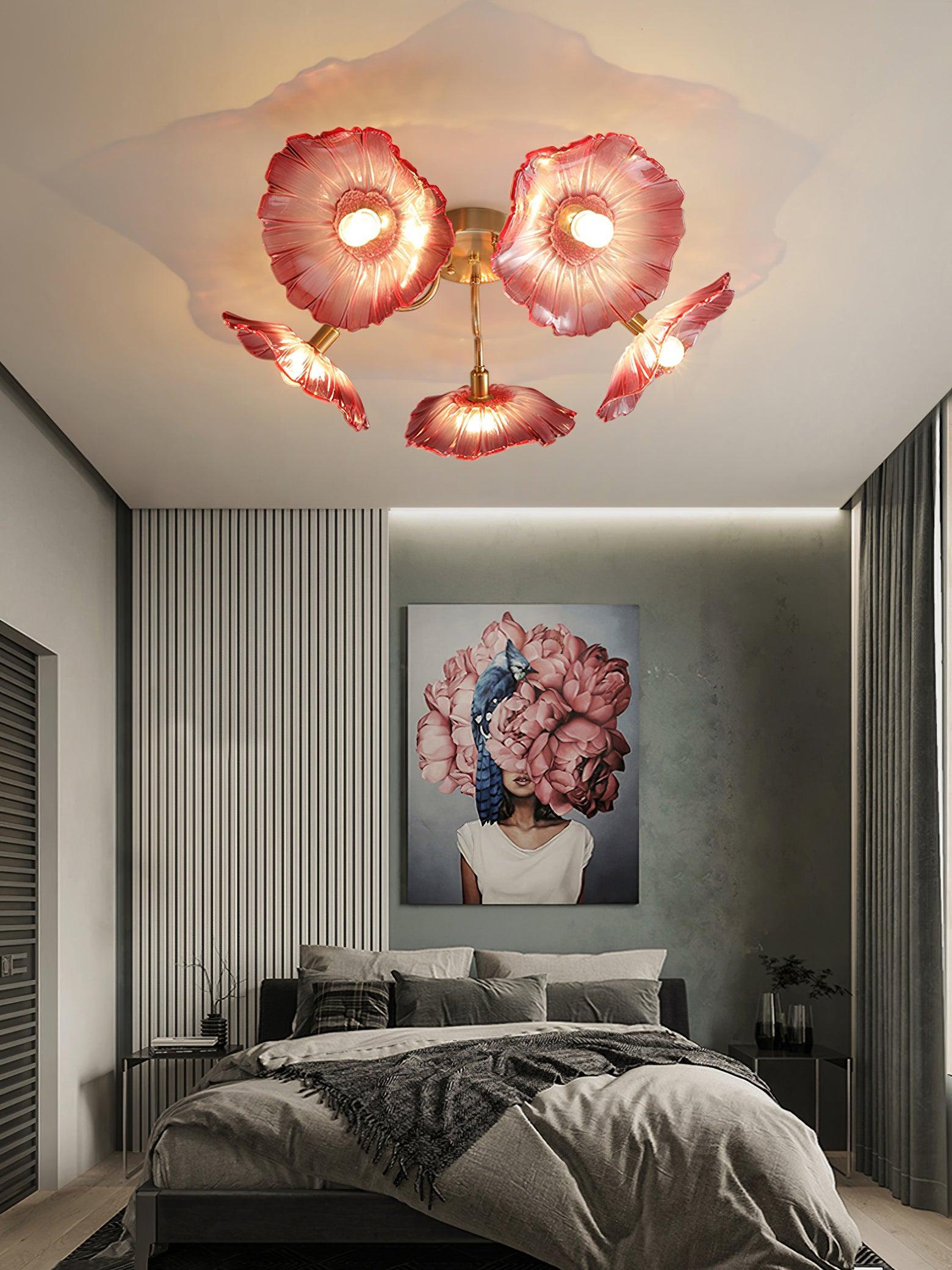 Lioruina Ceiling Lamp Leaf Glass with Brass Elegant