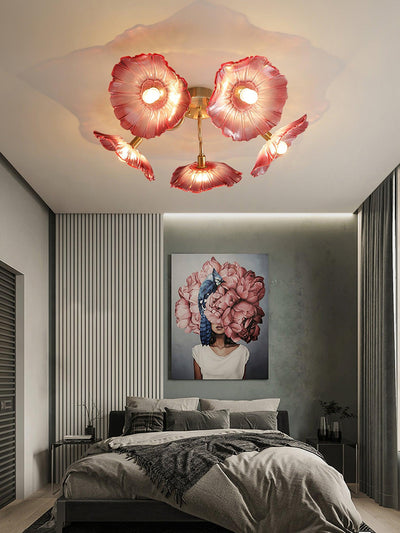 Lioruina Ceiling Lamp Leaf Glass with Brass Elegant