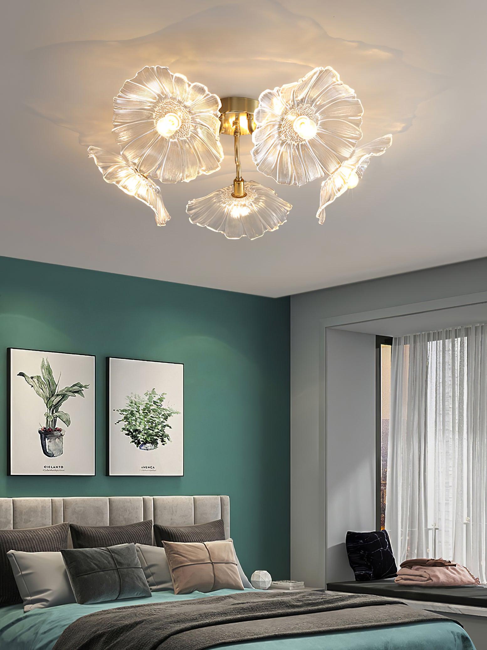 Lioruina Ceiling Lamp Leaf Glass with Brass Elegant