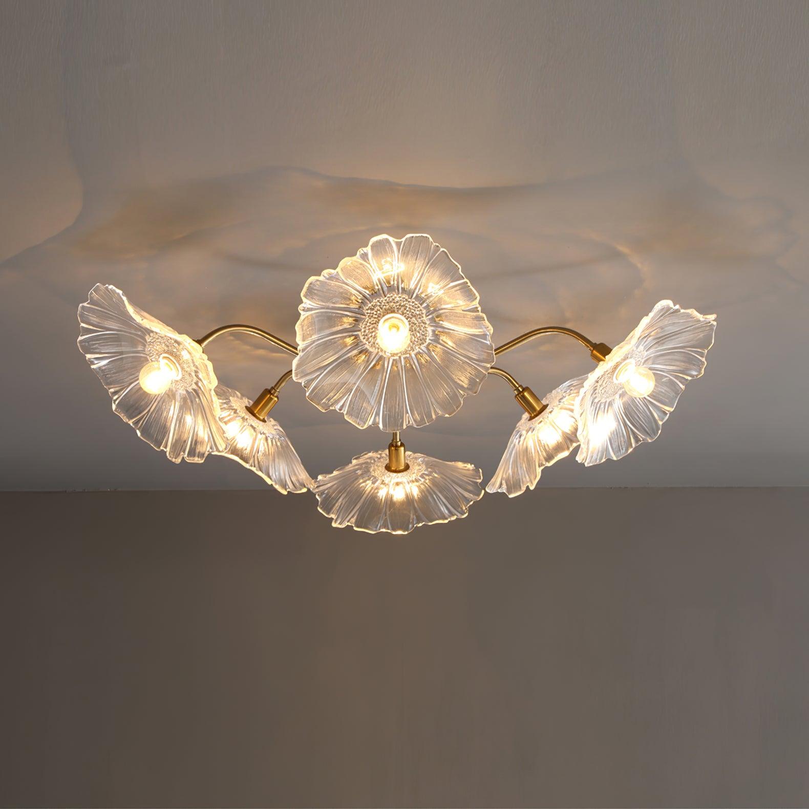 Lioruina Ceiling Lamp Leaf Glass with Brass Elegant