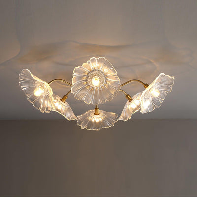 Lioruina Ceiling Lamp Leaf Glass with Brass Elegant