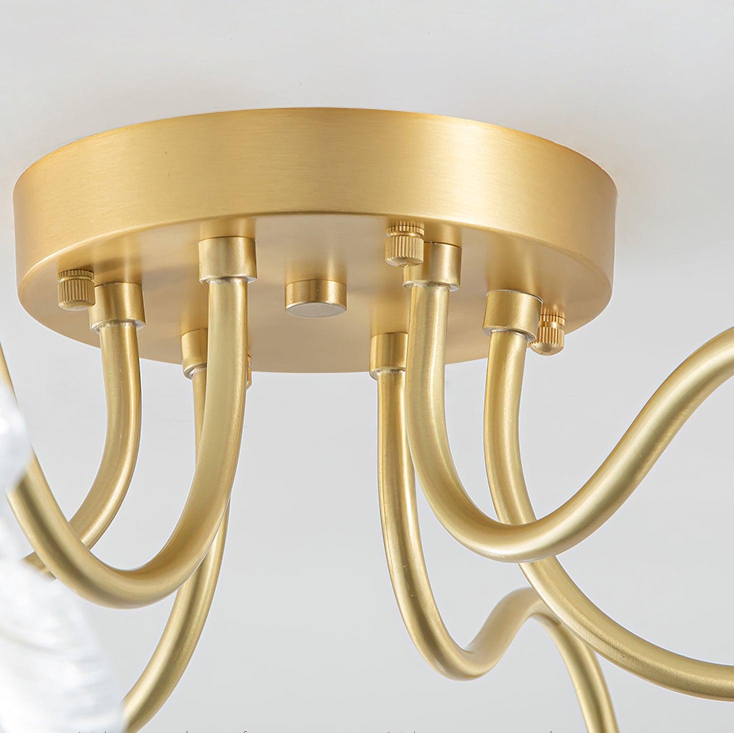 Lioruina Ceiling Lamp Leaf Glass with Brass Elegant