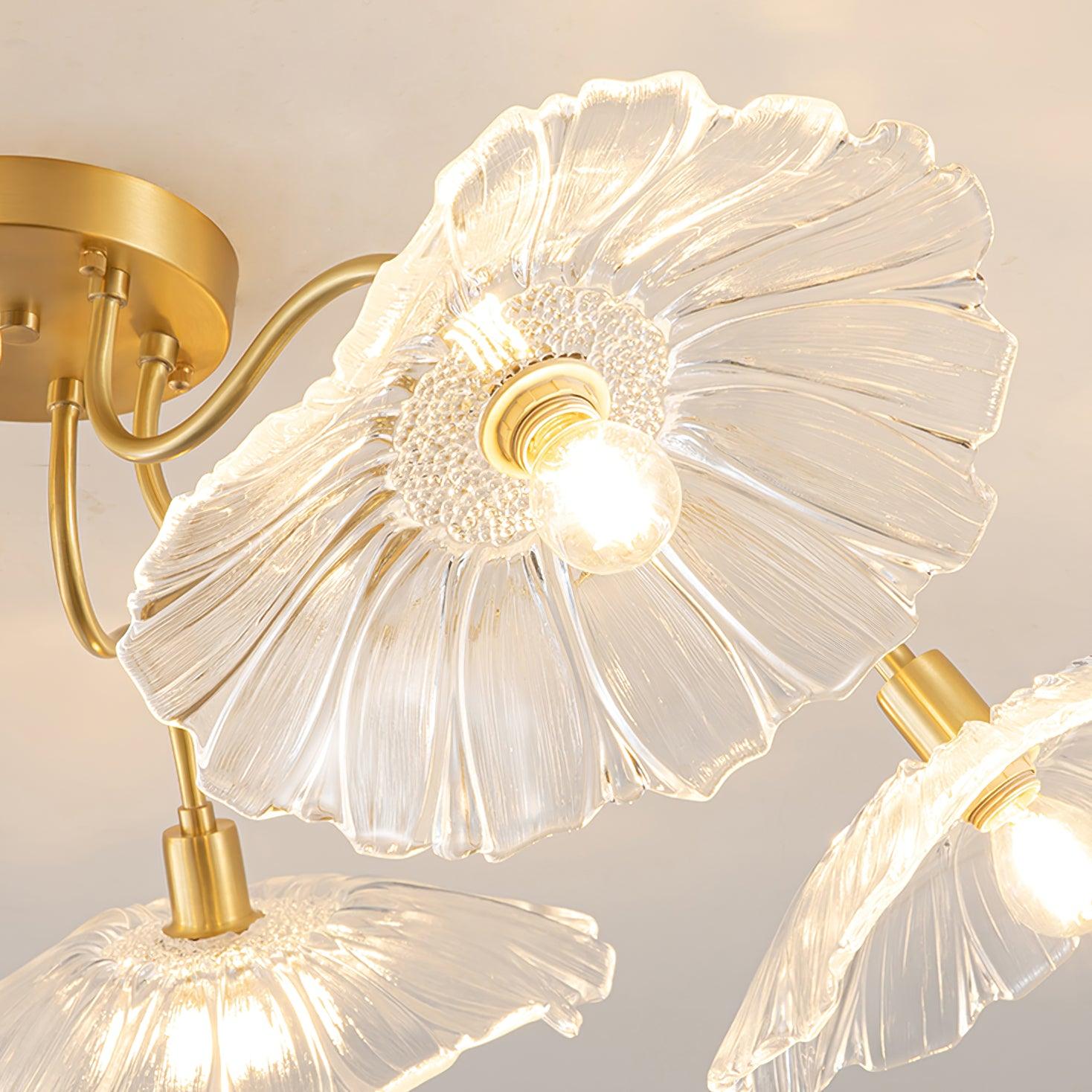 Lioruina Ceiling Lamp Leaf Glass with Brass Elegant