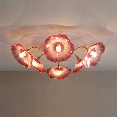 Lioruina Ceiling Lamp Leaf Glass with Brass Elegant