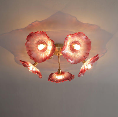 Lioruina Ceiling Lamp Leaf Glass with Brass Elegant