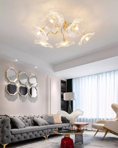 Lioruina Ceiling Lamp Leaf Glass with Brass Elegant