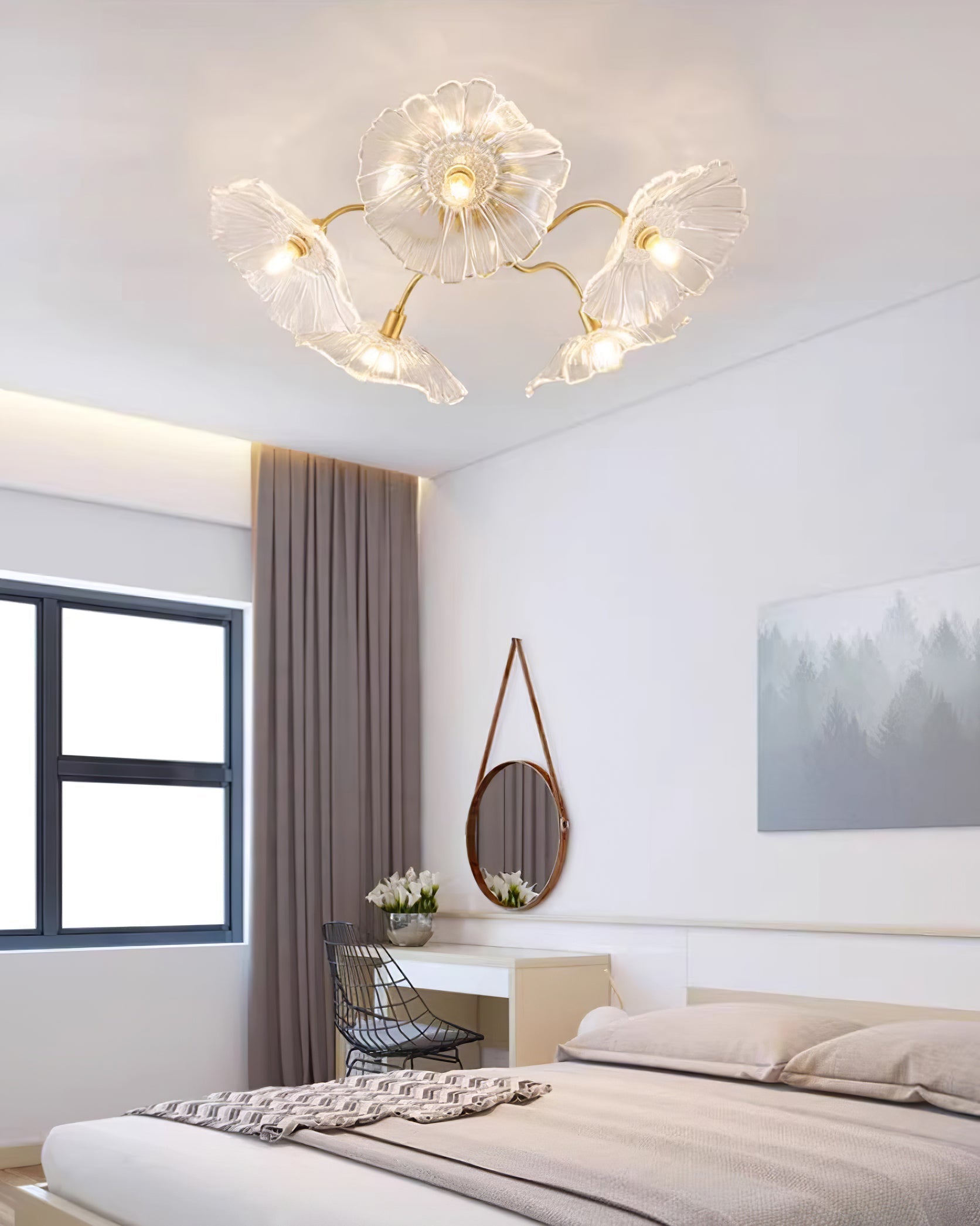 Lioruina Ceiling Lamp Leaf Glass with Brass Elegant