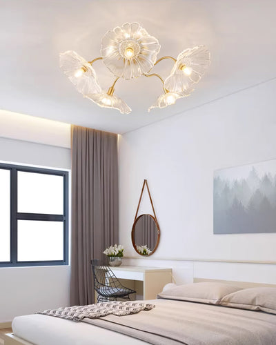 Lioruina Ceiling Lamp Leaf Glass with Brass Elegant