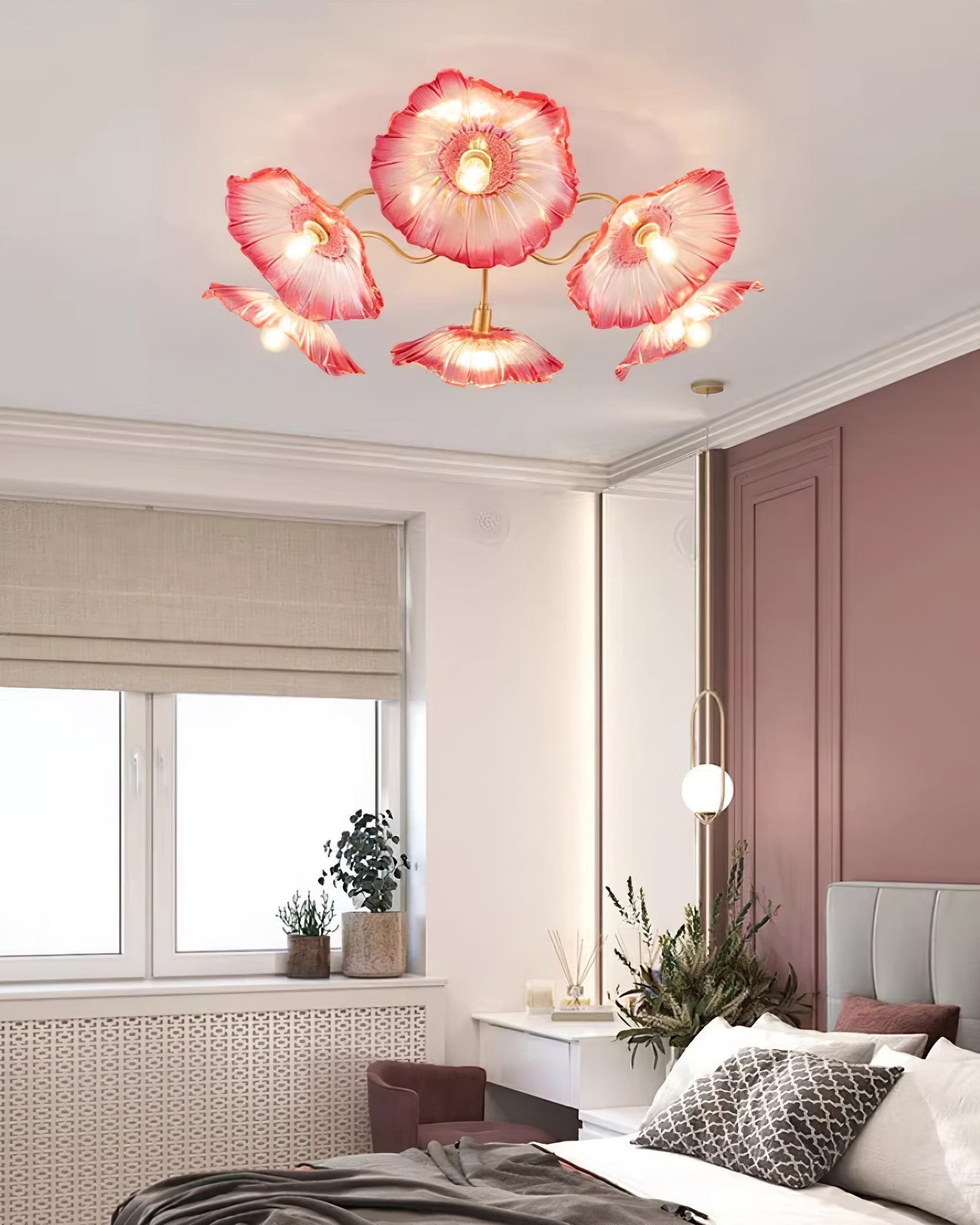 Lioruina Ceiling Lamp Leaf Glass with Brass Elegant