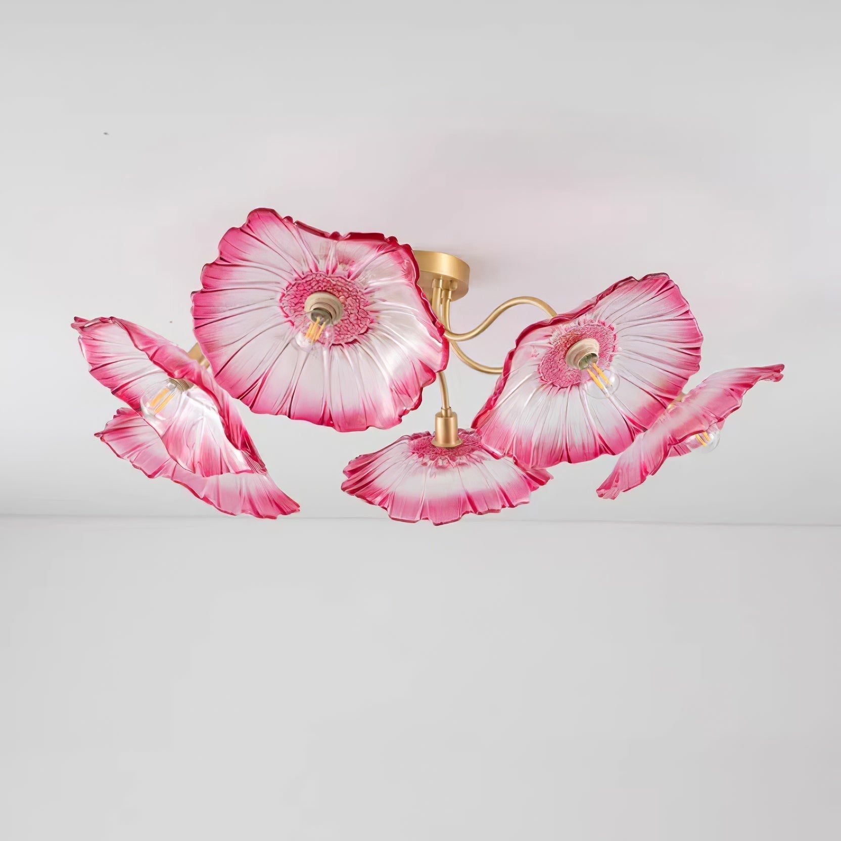 Lioruina Ceiling Lamp Leaf Glass with Brass Elegant