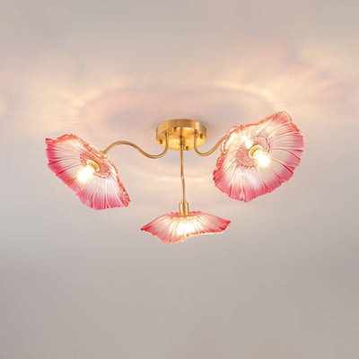 Lioruina Ceiling Lamp Leaf Glass with Brass Elegant