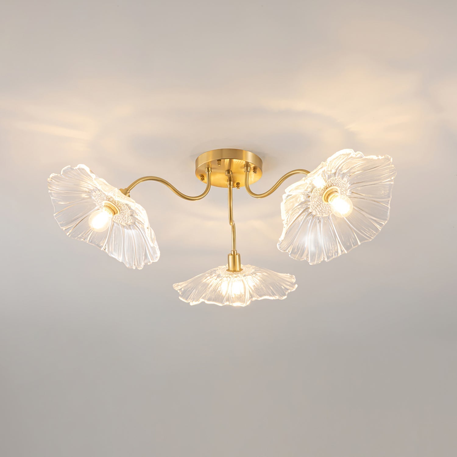 Lioruina Ceiling Lamp Leaf Glass with Brass Elegant