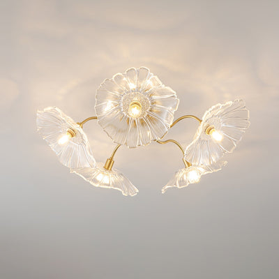 Lioruina Ceiling Lamp Leaf Glass with Brass Elegant
