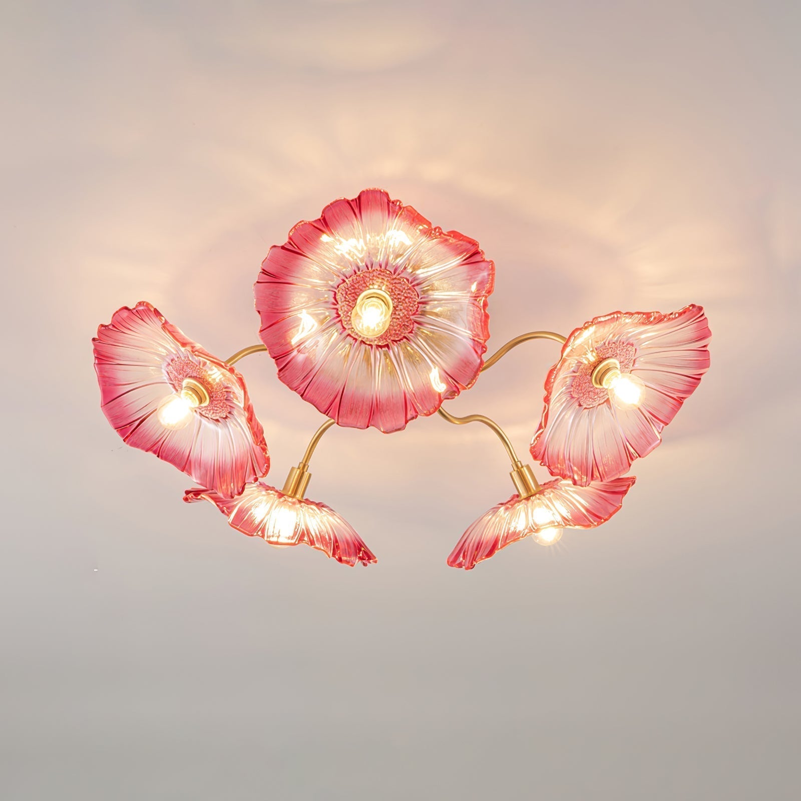 Lioruina Ceiling Lamp Leaf Glass with Brass Elegant