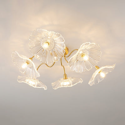 Lioruina Ceiling Lamp Leaf Glass with Brass Elegant