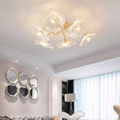 Lioruina Ceiling Lamp Leaf Glass with Brass Elegant