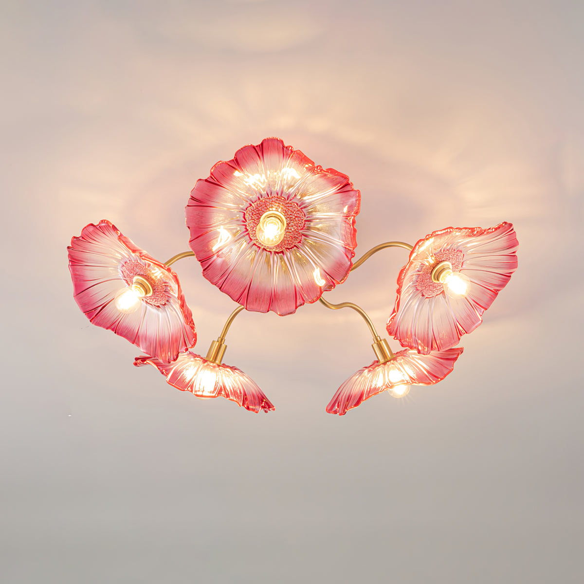 Lioruina Ceiling Lamp Leaf Glass with Brass Elegant