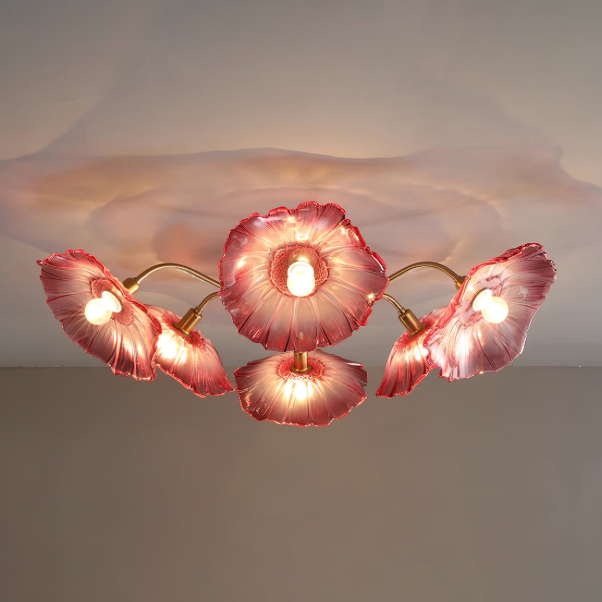 Lioruina Ceiling Lamp Leaf Glass with Brass Elegant