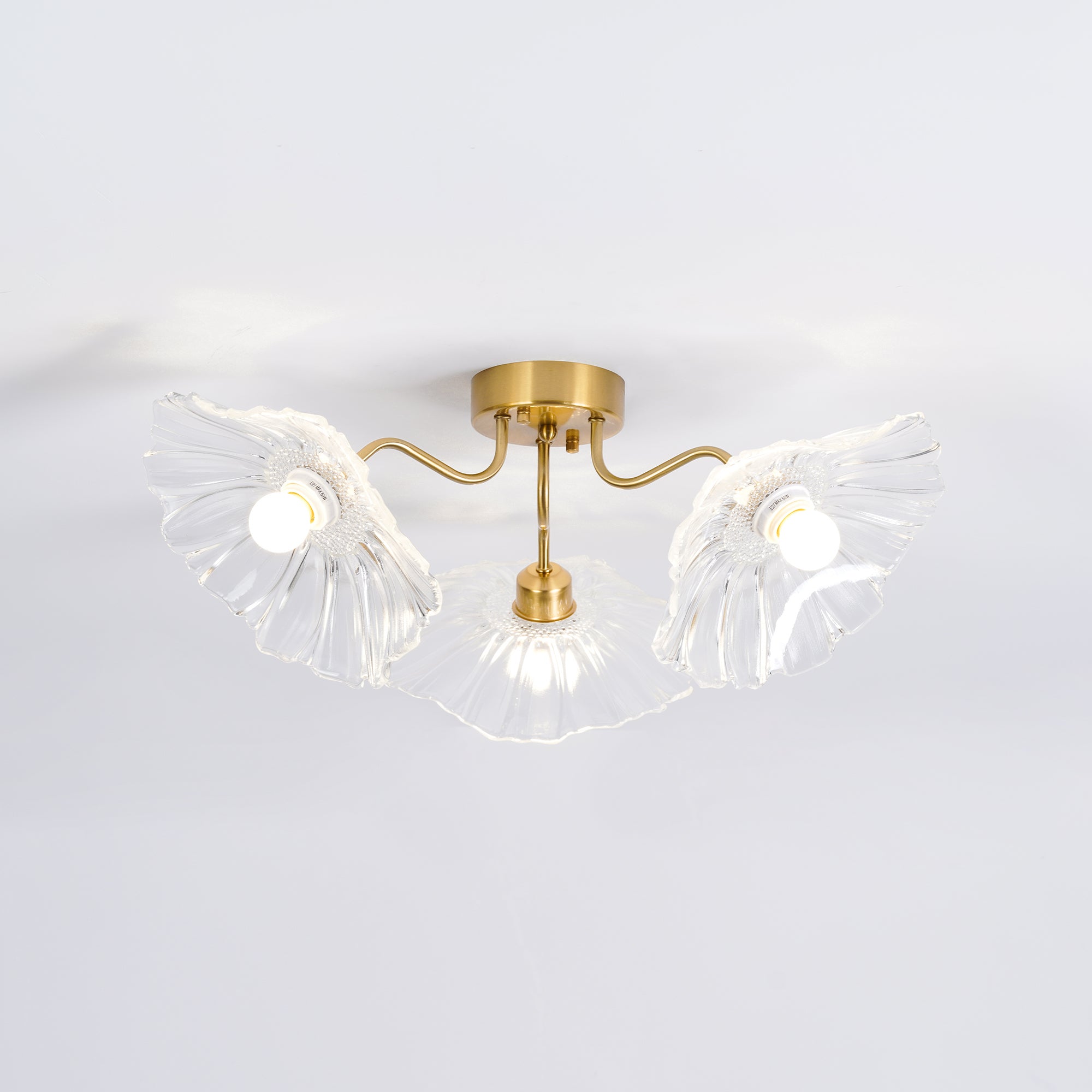 Lioruina Ceiling Lamp Leaf Glass with Brass Elegant