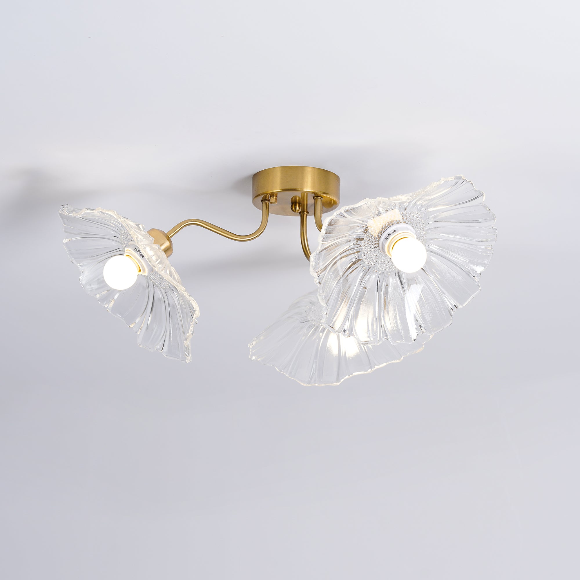 Lioruina Ceiling Lamp Leaf Glass with Brass Elegant