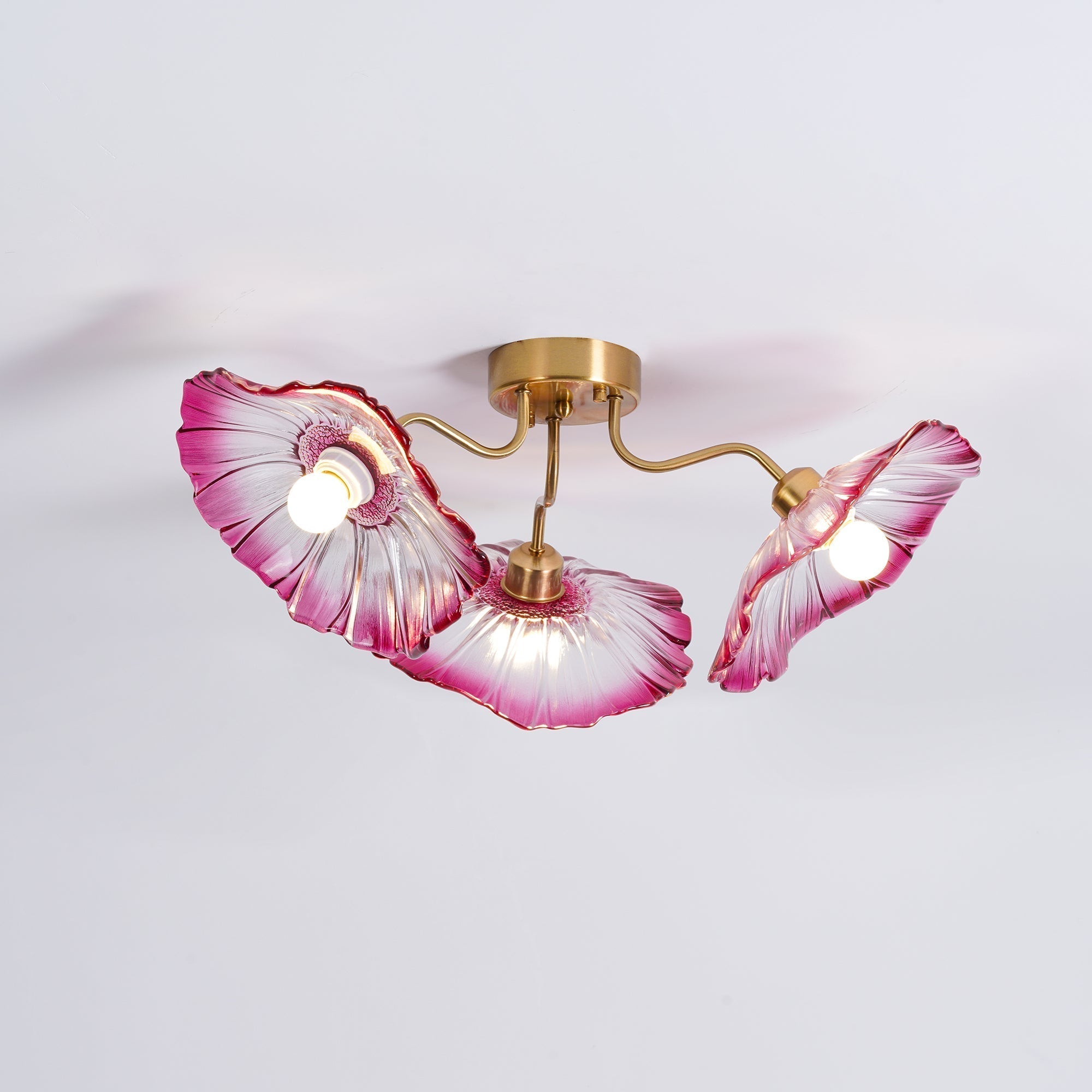 Lioruina Ceiling Lamp Leaf Glass with Brass Elegant