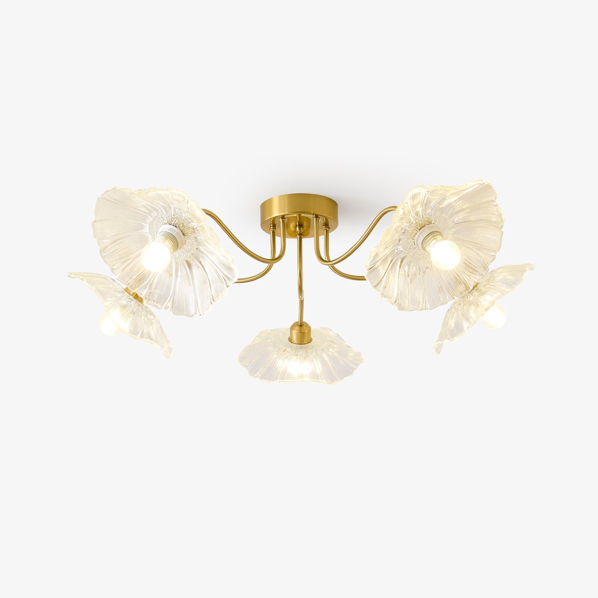 Lioruina Ceiling Lamp Leaf Glass with Brass Elegant