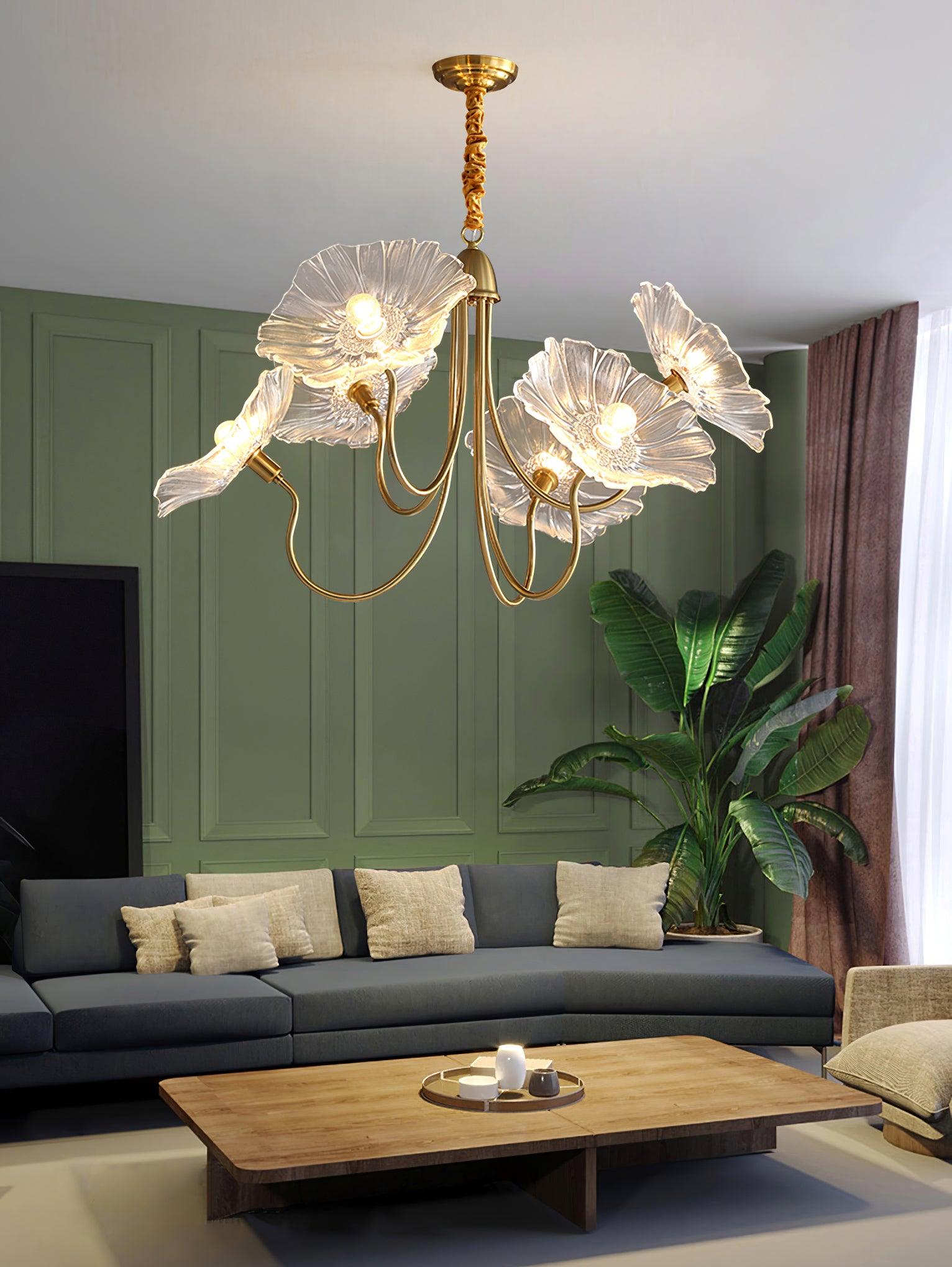 Velorora Chandelier Lotus Leaf Glass