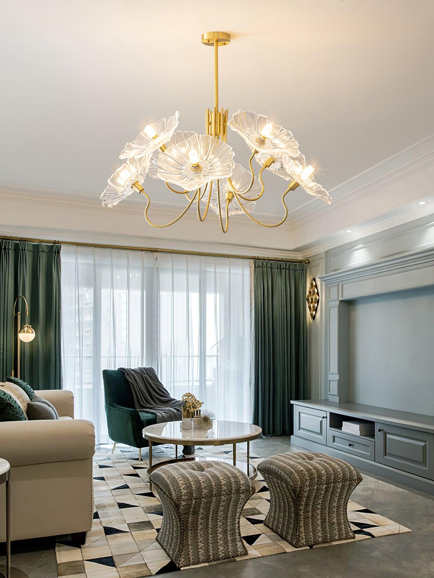Velorora Chandelier Lotus Leaf Glass