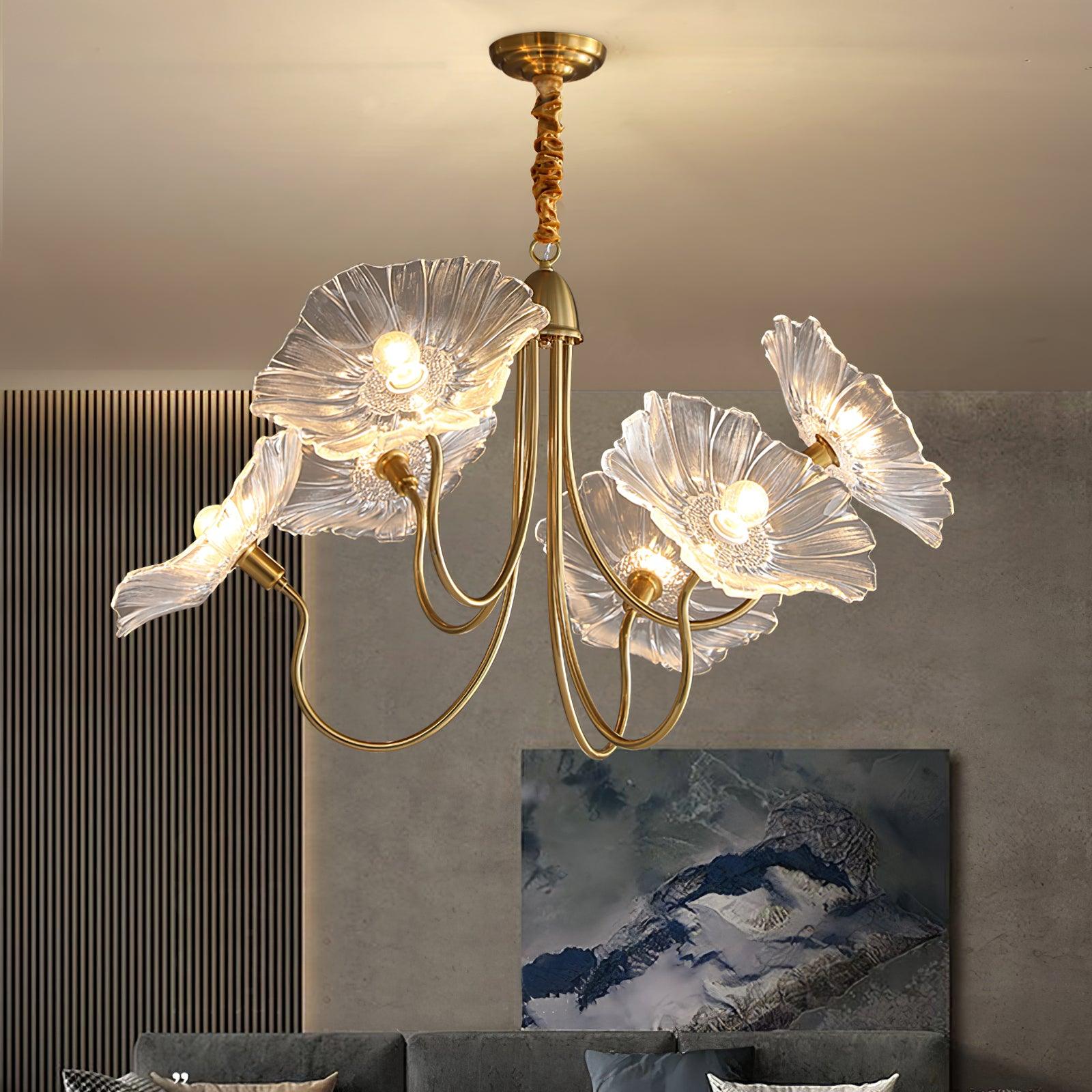 Velorora Chandelier Lotus Leaf Glass