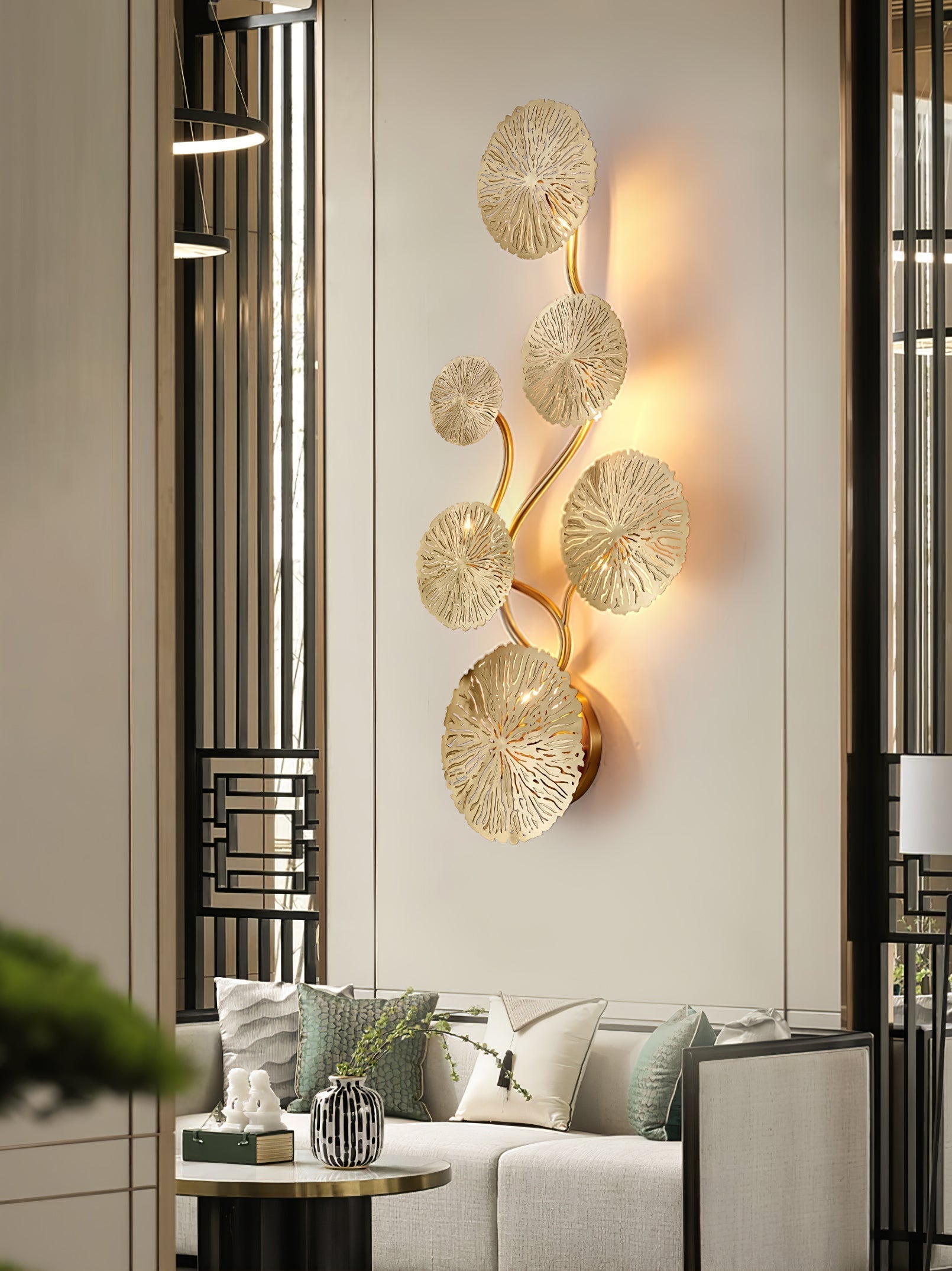 Rylso Wall Lamp Lotus Leaf Brass