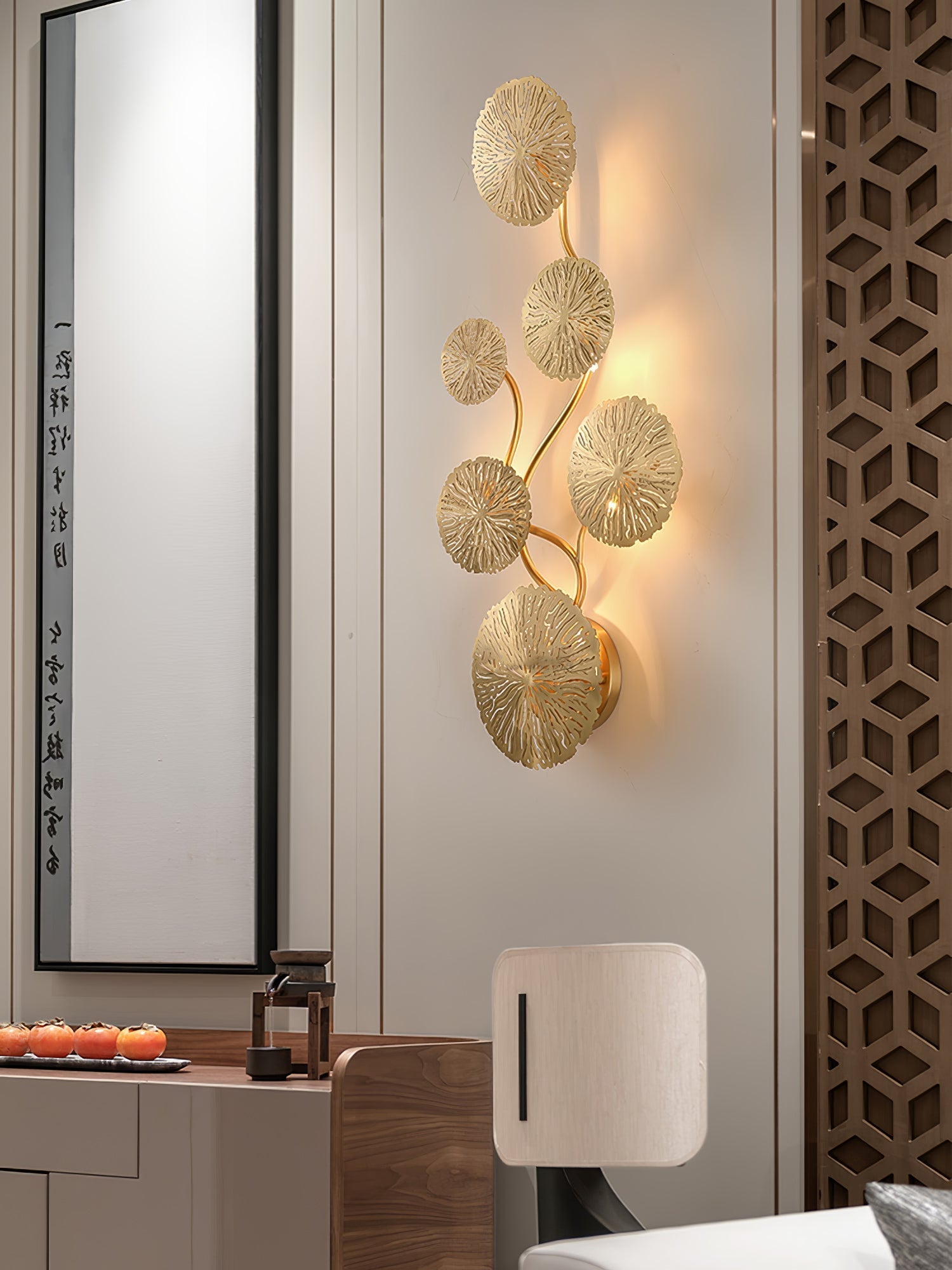 Rylso Wall Lamp Lotus Leaf Brass