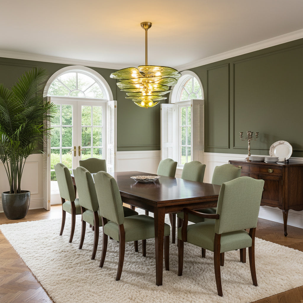 Fairwell Lotus Leaf Layered Glass Chandelier