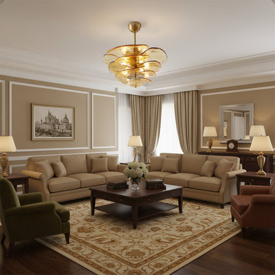 Fairwell Lotus Leaf Layered Glass Chandelier