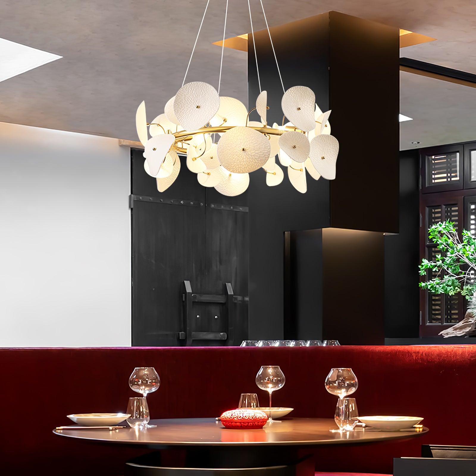 Jorlen Modern Elegance Petal Ceramic Chandelier