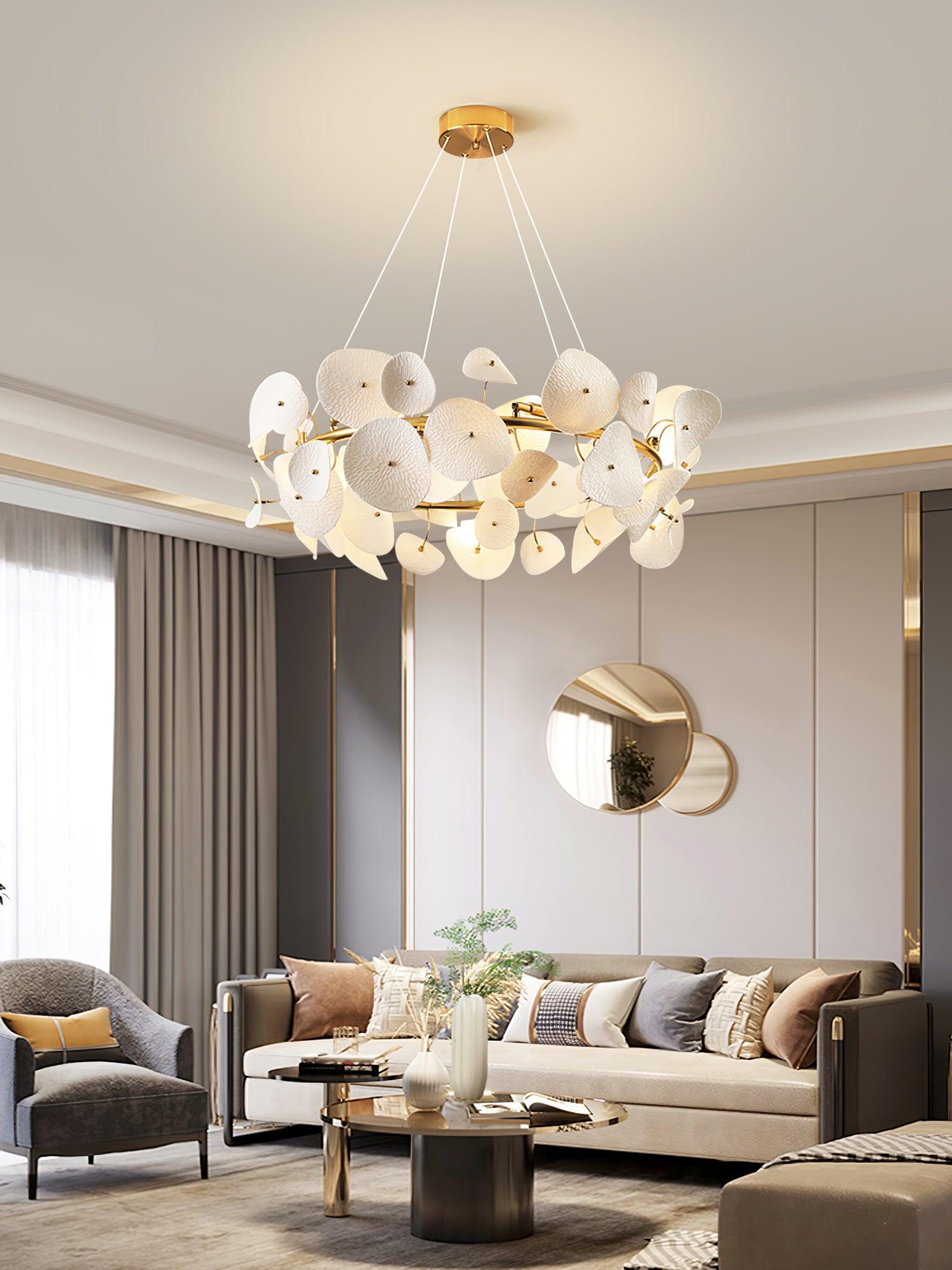 Jorlen Modern Elegance Petal Ceramic Chandelier