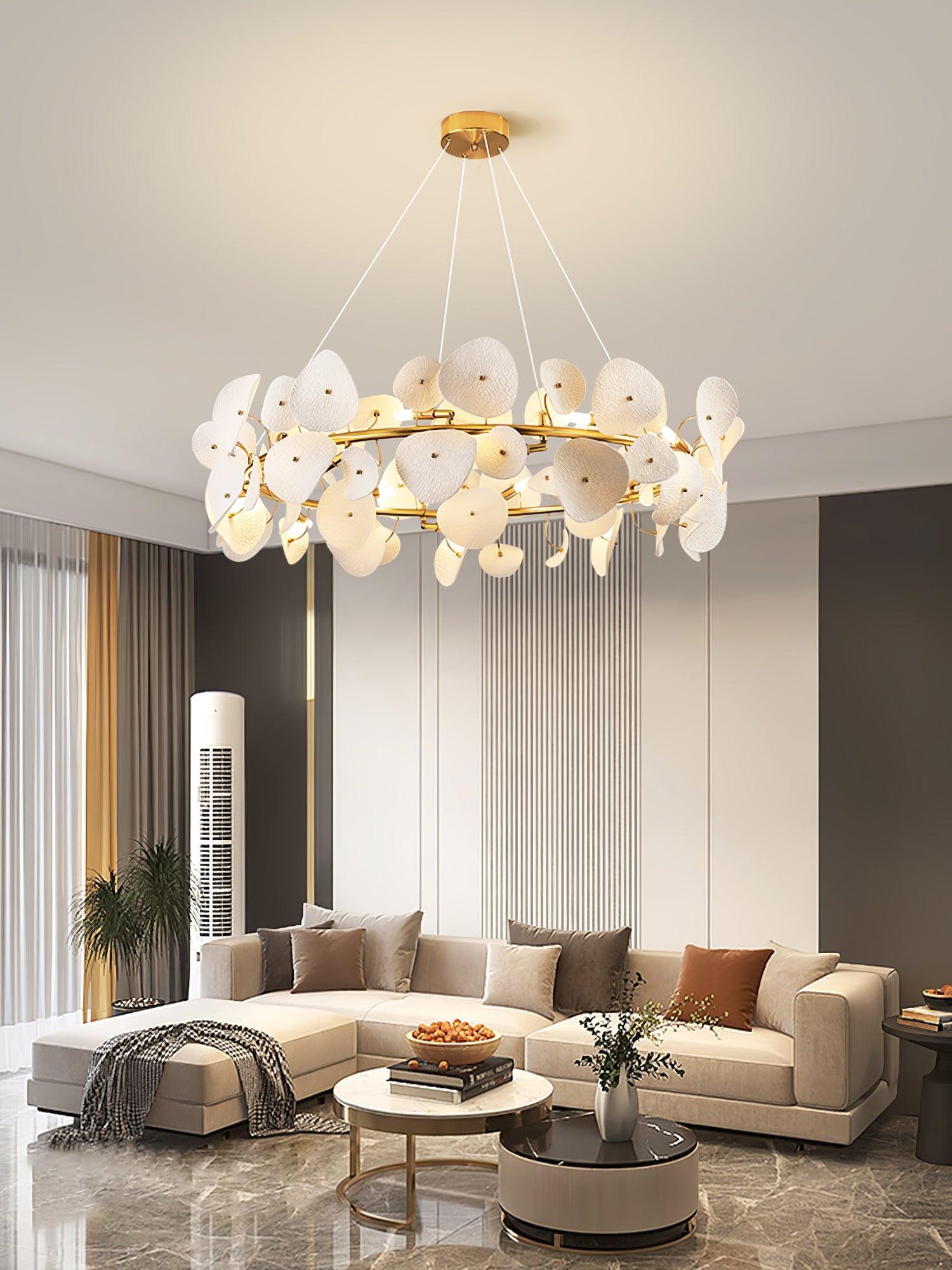 Jorlen Modern Elegance Petal Ceramic Chandelier