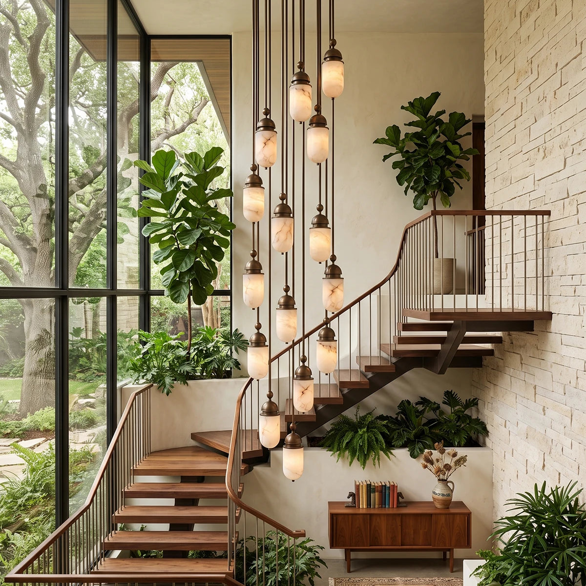 Whitcombe Alabaster Rod Pendant Lamp