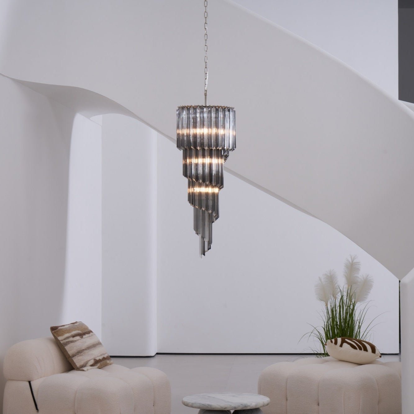Velarella Chandelier Smoked Glass Spiral
