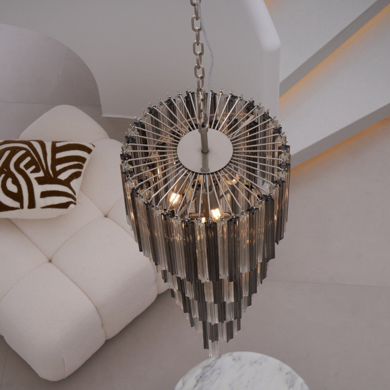 Velarella Chandelier Smoked Glass Spiral