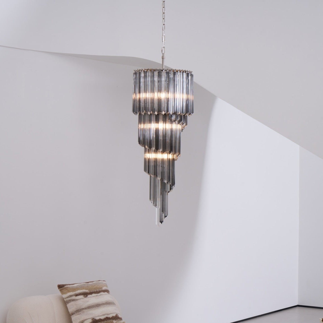 Velarella Chandelier Smoked Glass Spiral
