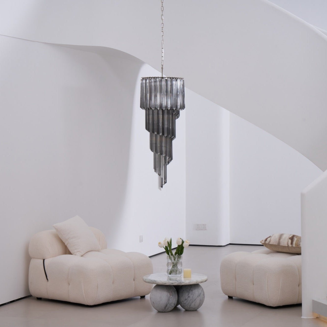 Velarella Chandelier Smoked Glass Spiral