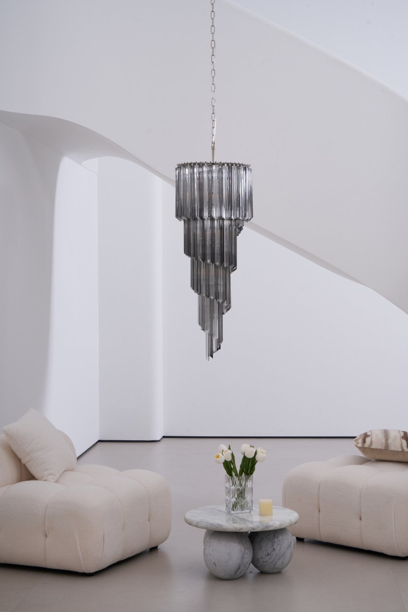 Velarella Chandelier Smoked Glass Spiral