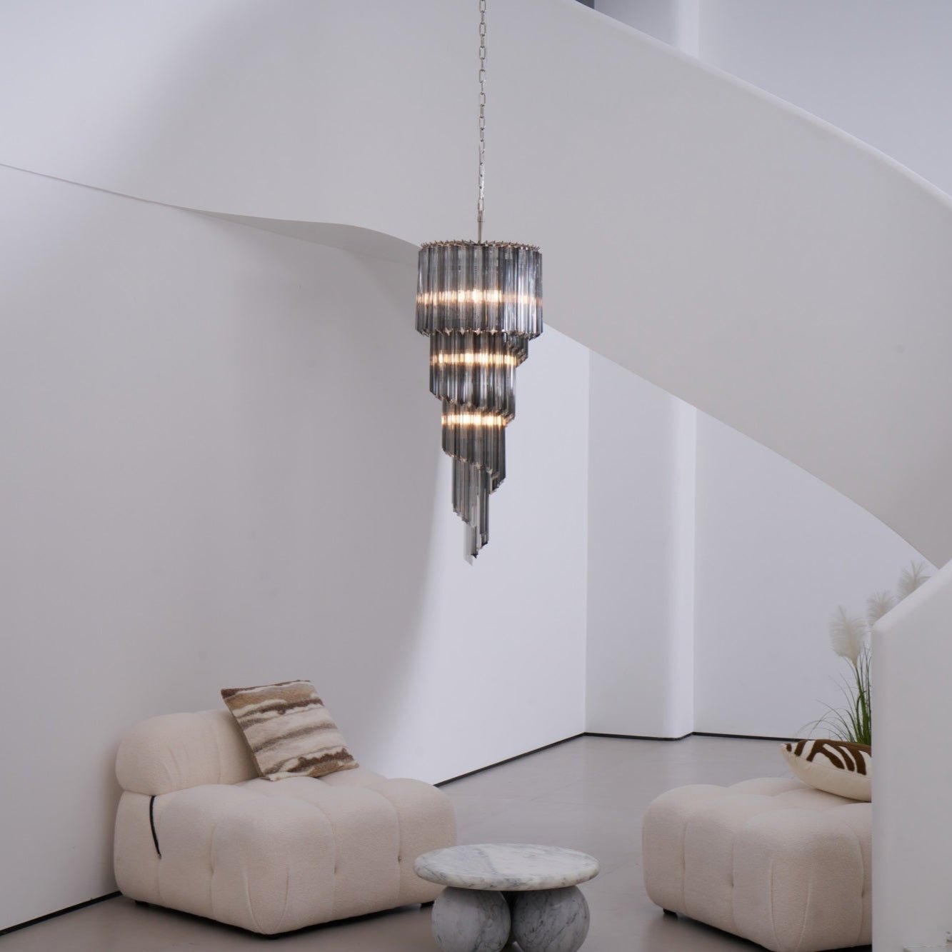 Velarella Chandelier Smoked Glass Spiral