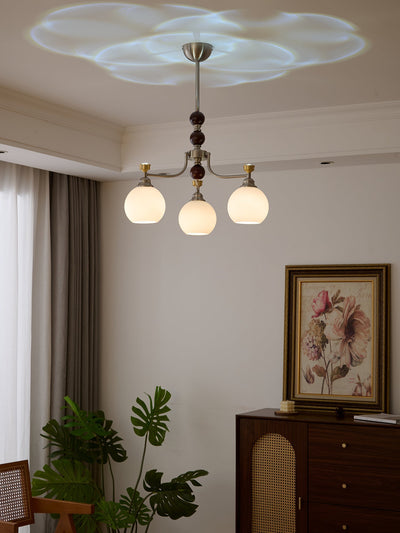 Eursoria Traditional Art Orb Wood Glass Chandelier