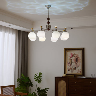 Eursoria Traditional Art Orb Wood Glass Chandelier
