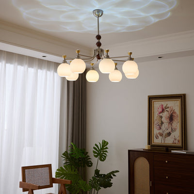 Eursoria Traditional Art Orb Wood Glass Chandelier