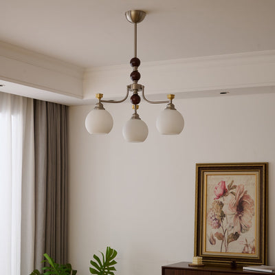 Eursoria Traditional Art Orb Wood Glass Chandelier
