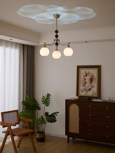 Eursoria Traditional Art Orb Wood Glass Chandelier