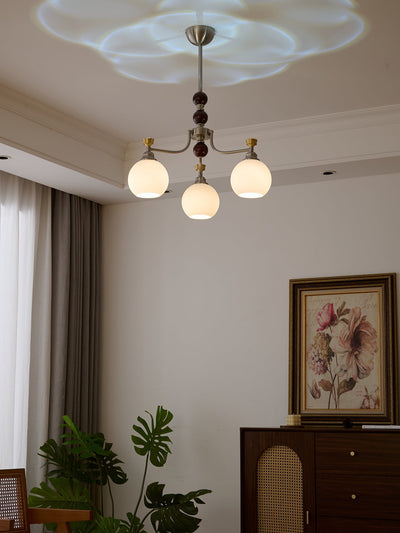 Eursoria Traditional Art Orb Wood Glass Chandelier